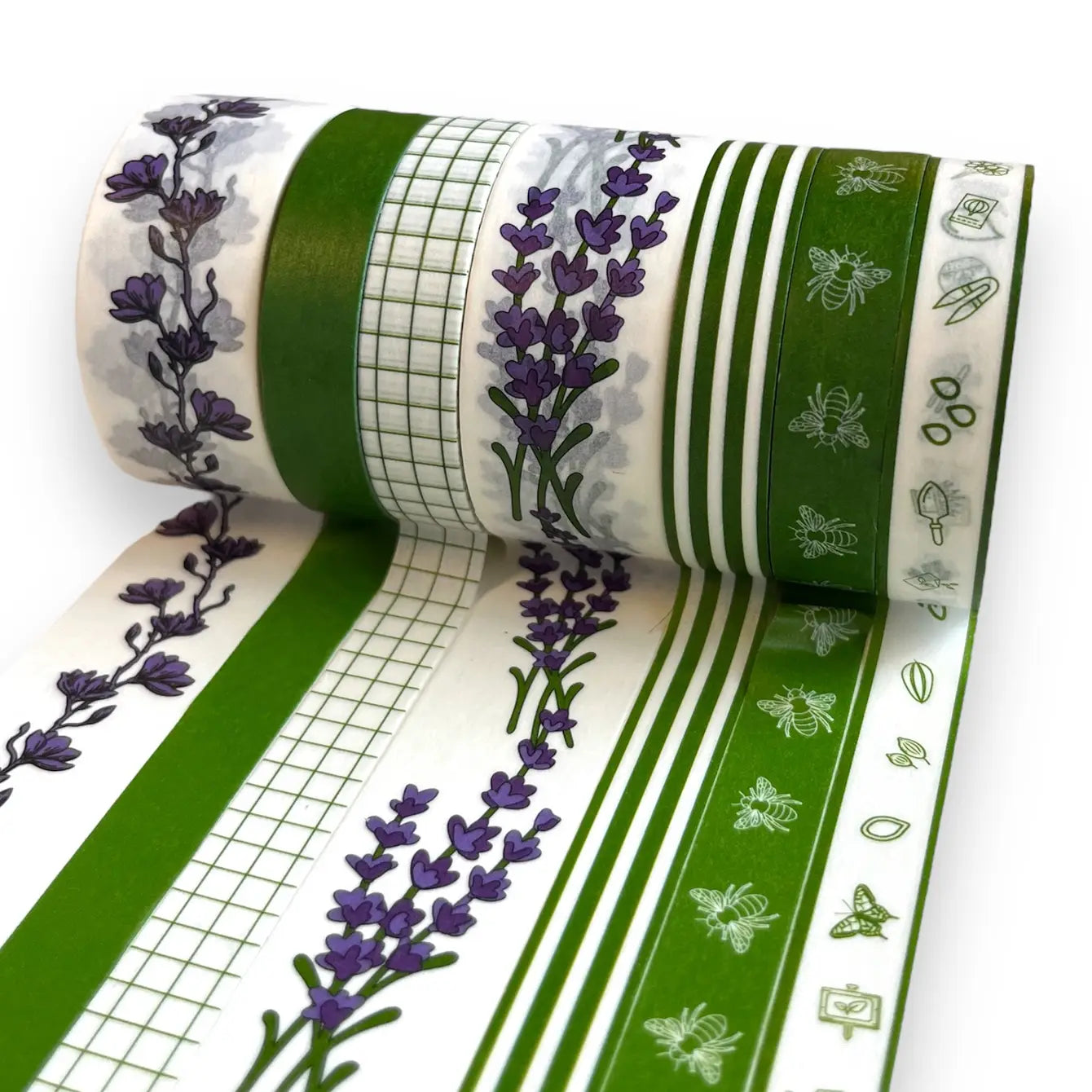 Gardener's Washi Tape Crafting and Scrapbooking Set featuring 7 rolls of decorative tape with garden-themed designs in a beautifully packaged box.