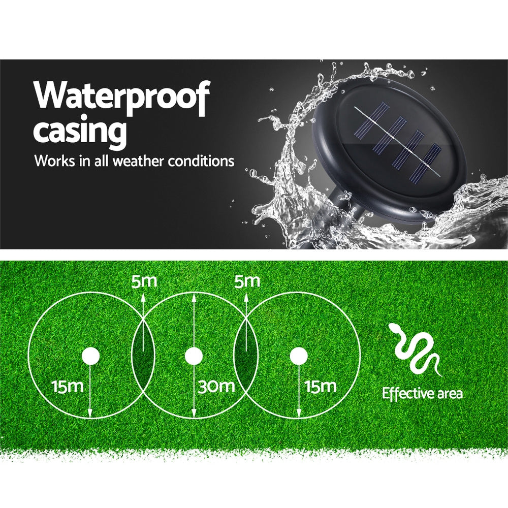 Gardeon Solar Powered Snake Repellers in a garden setting, designed to deter snakes safely and effectively.