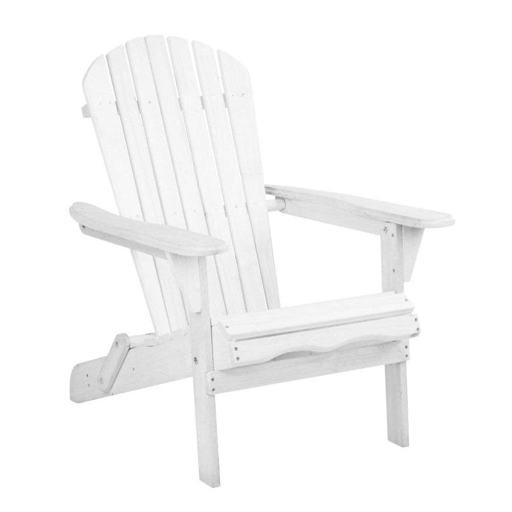 Gardeon Outdoor Adirondack Chair in white, showcasing its classic design, sturdy construction, and comfortable features.
