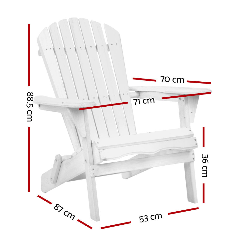 Gardeon Outdoor Adirondack Chair in white, showcasing its classic design, sturdy construction, and comfortable features.