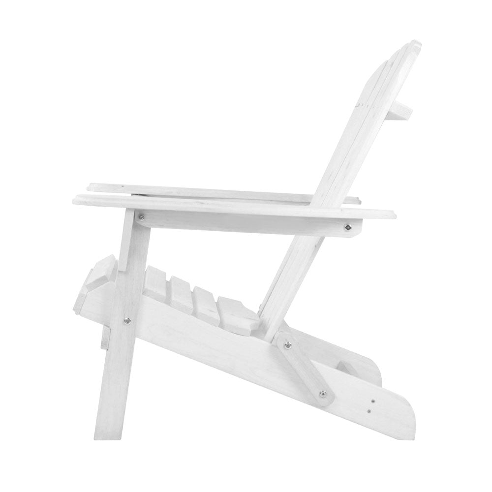 Gardeon Outdoor Adirondack Chair in white, showcasing its classic design, sturdy construction, and comfortable features.