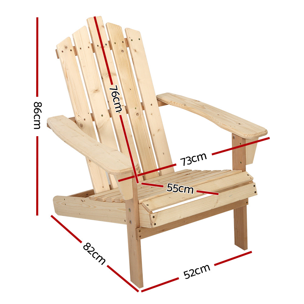 Gardeon Outdoor Sun Lounge Beach Chairs made of Fir wood, featuring a high back, wide armrests, and a stylish beveled design, perfect for outdoor relaxation.