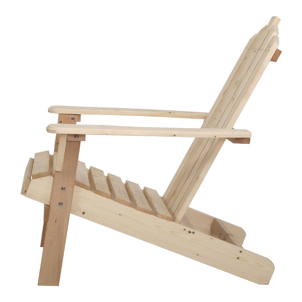 Gardeon Outdoor Sun Lounge Beach Chairs made of Fir wood, featuring a high back, wide armrests, and a stylish beveled design, perfect for outdoor relaxation.