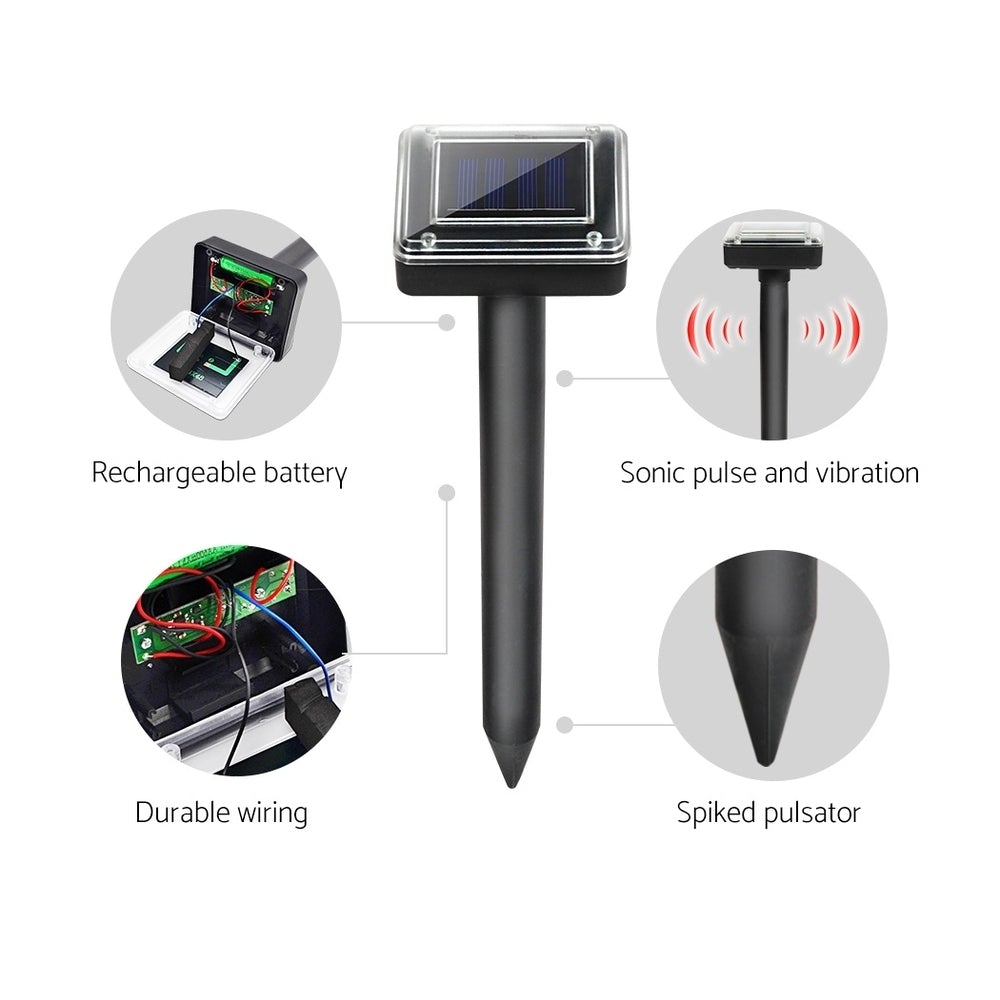 Gardeon Snake Repeller 12X set, featuring solar-powered units designed to deter snakes humanely in outdoor spaces.