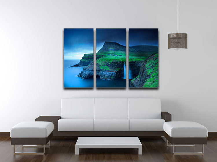 Gasadalur 3 Split Panel Canvas Print showcasing a stunning landscape design, perfect for enhancing home decor.