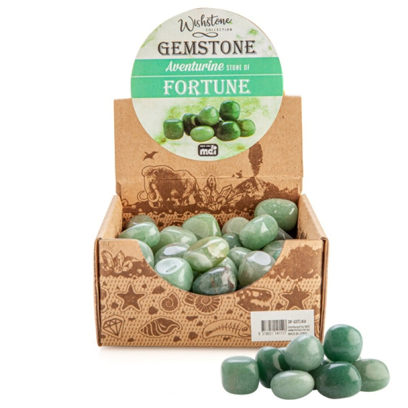 A collection of beautiful tumbled aventurine stones showcasing their smooth texture and vibrant green color.