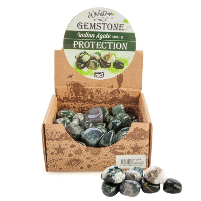 A collection of beautifully tumbled Indian agate stones showcasing unique colors and patterns, perfect for decoration or healing.