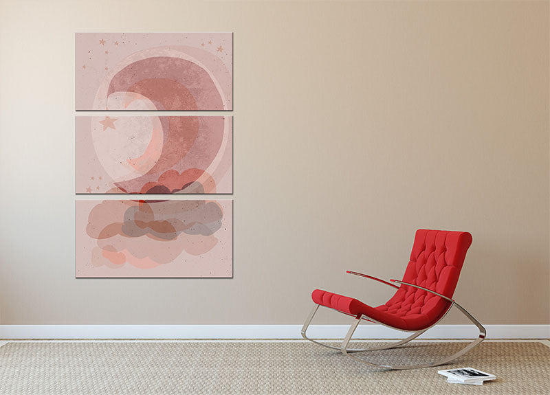 Gentle Moon 3 Split Panel Canvas Print featuring three elegant panels with a serene moonlit design, perfect for home decor.