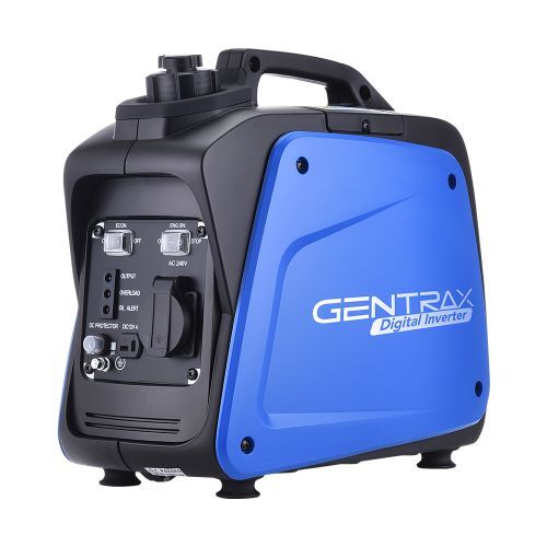 Gentrax 800W Pure Sine Wave Inverter Generator with accessories, showcasing its compact design and features.