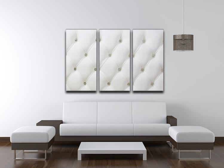 A stunning 3-panel canvas print featuring genuine leather upholstery, showcasing a captivating design suitable for various decor styles.