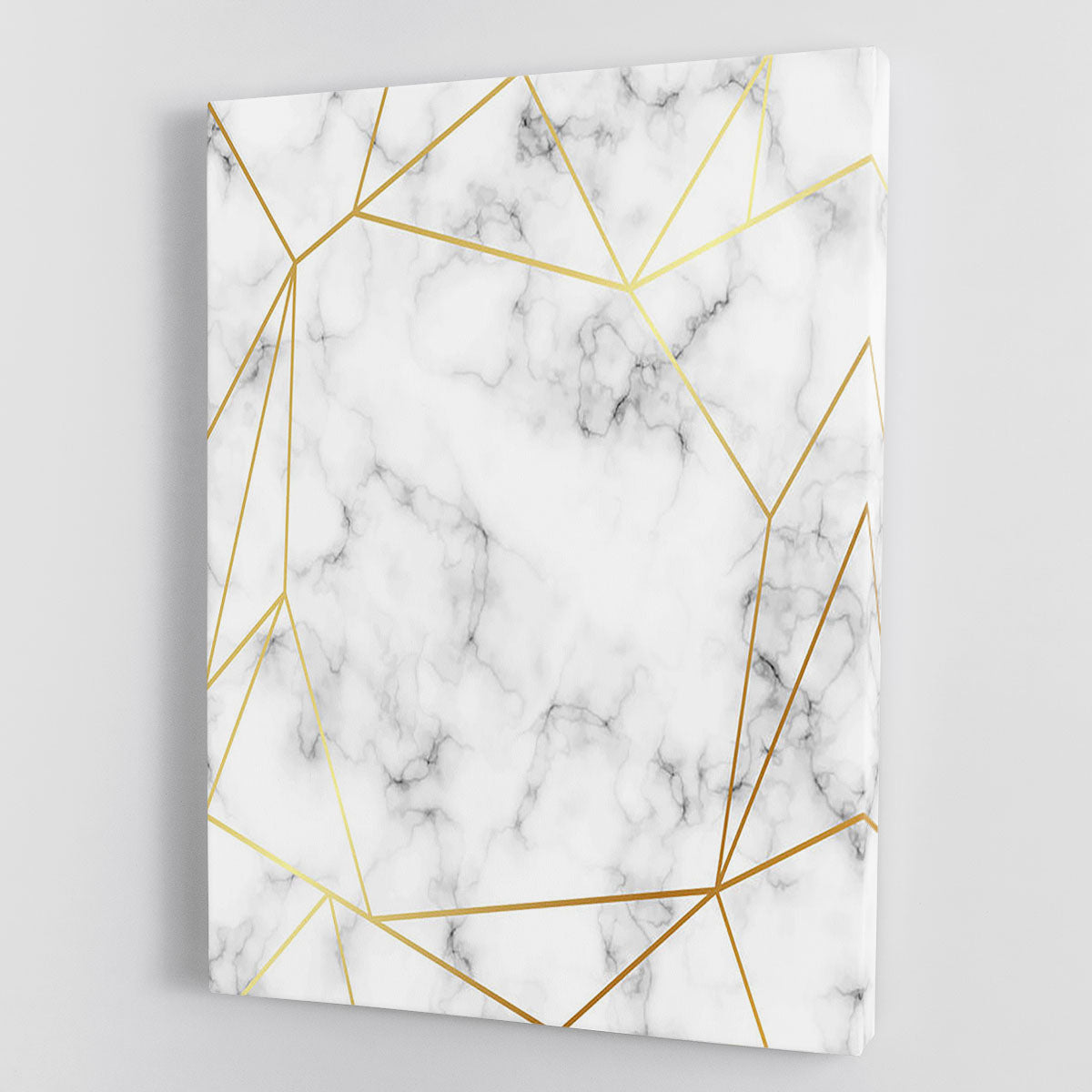 Geometric gold patterned marble canvas print showcasing intricate designs and luxurious colors, perfect for modern decor.