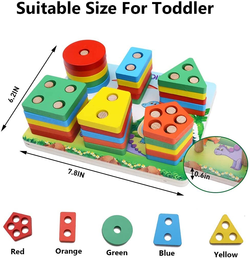Geometric Wooden Shape Sorter with colorful blocks for preschool children, designed for educational play and skill development.