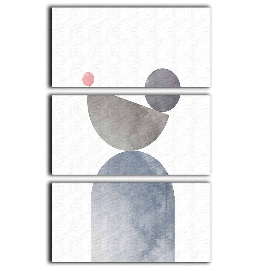 Geometrical Shapes 01 3 Split Panel Canvas Print featuring three panels with modern geometric designs in vibrant colors.