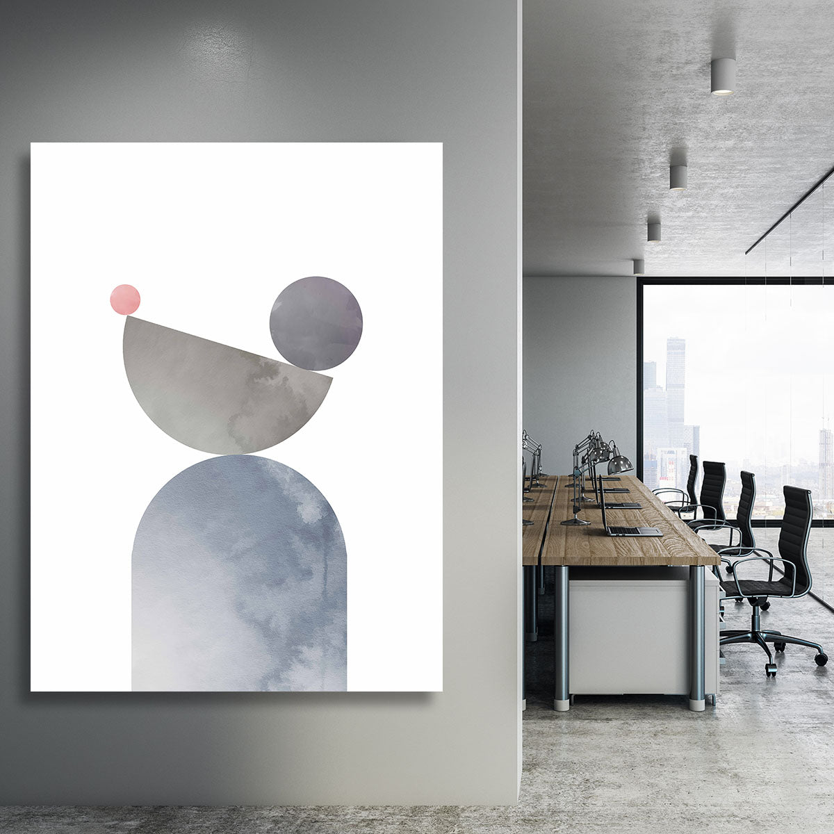 Geometrical Shapes 01 canvas print featuring modern abstract design in vibrant colors, perfect for home or office decor.