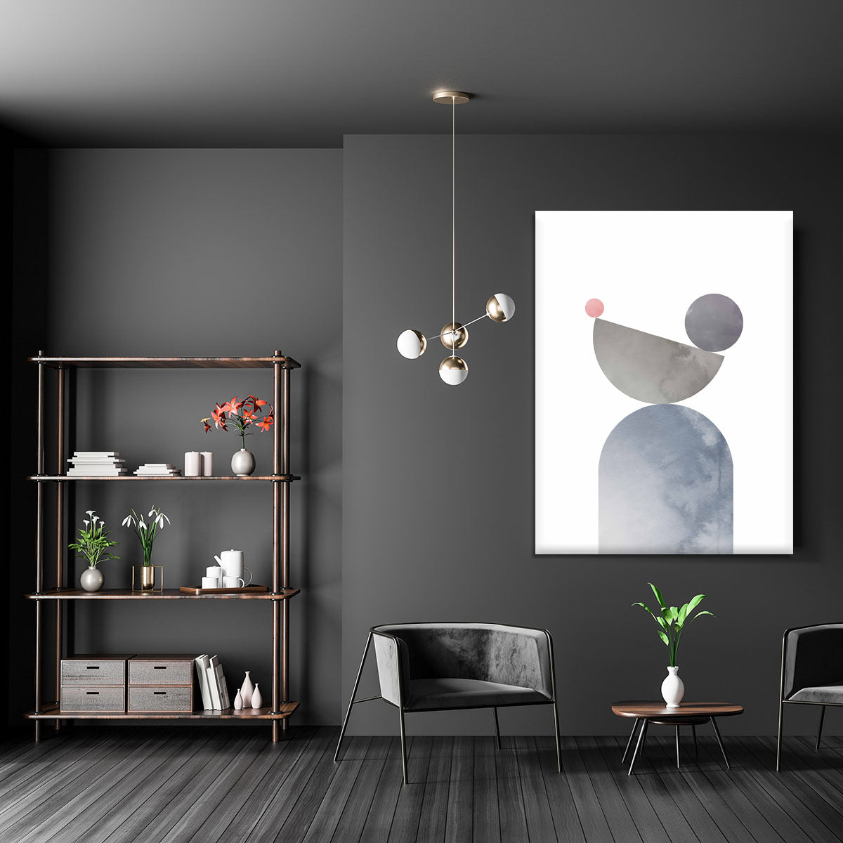 Geometrical Shapes 01 canvas print featuring modern abstract design in vibrant colors, perfect for home or office decor.