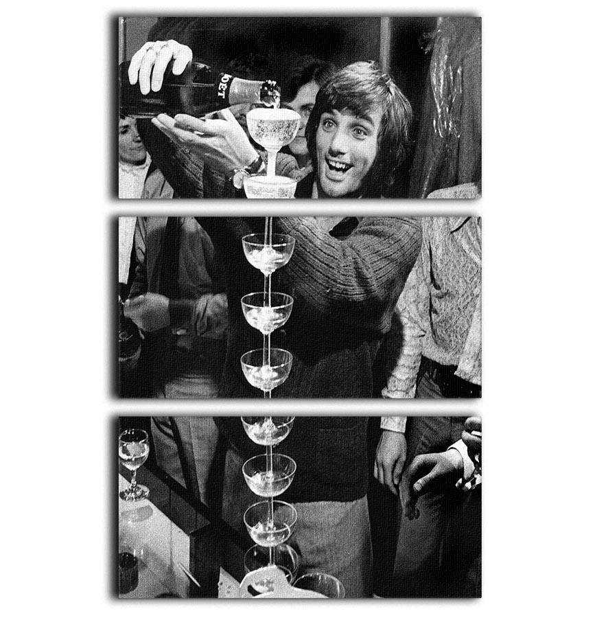 A stunning 3-panel canvas print featuring George Best pouring champagne, showcasing vibrant colors and elegant design.