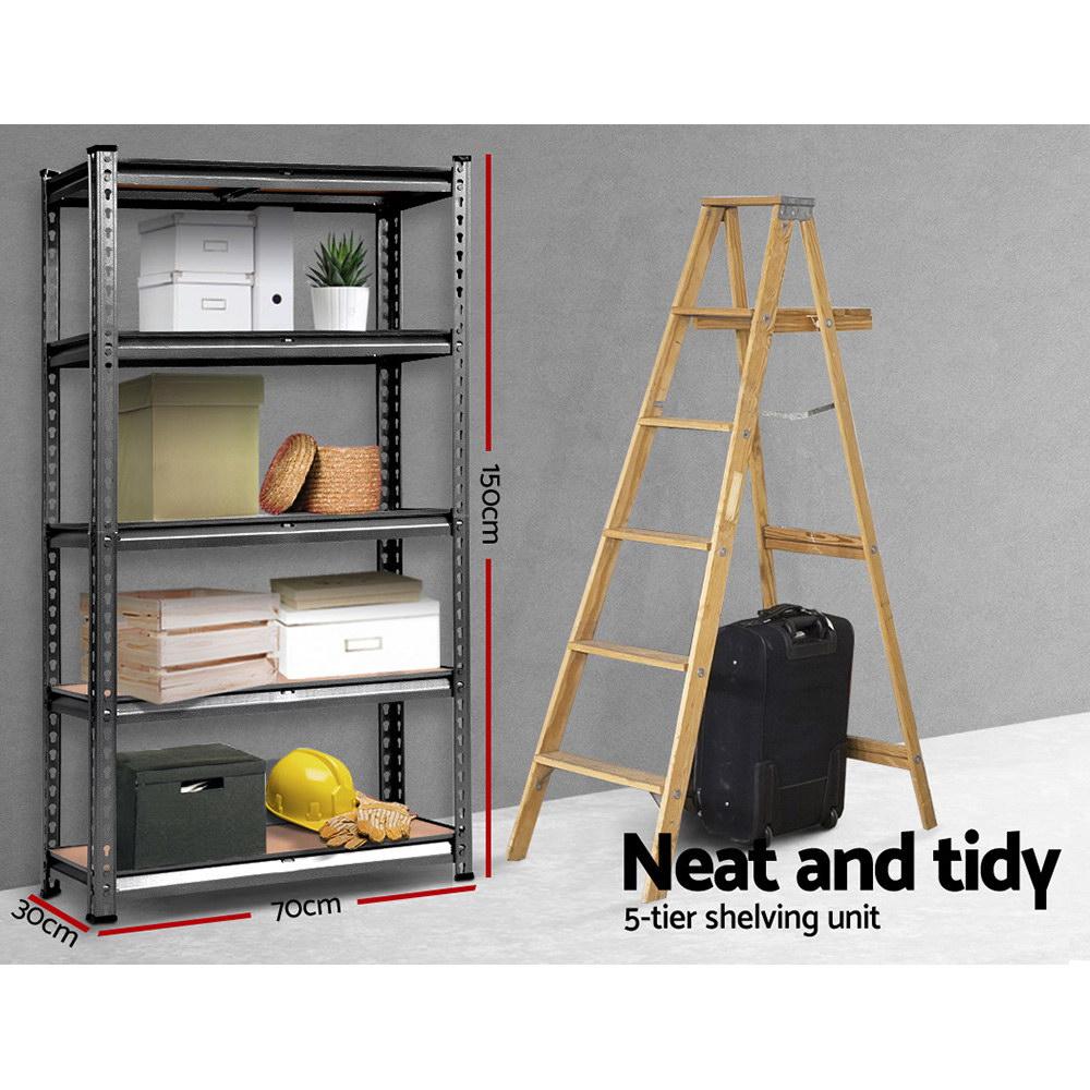 Giantz 2x1.5M Steel Warehouse Racking Rack showcasing heavy-duty shelves with adjustable heights and a rust-resistant finish.