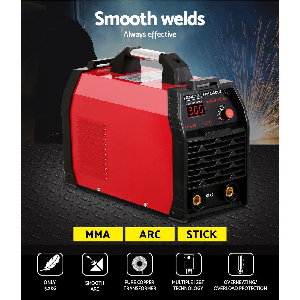 Giantz 300Amp Inverter Welder with digital display and accessories, showcasing its compact design and advanced features.