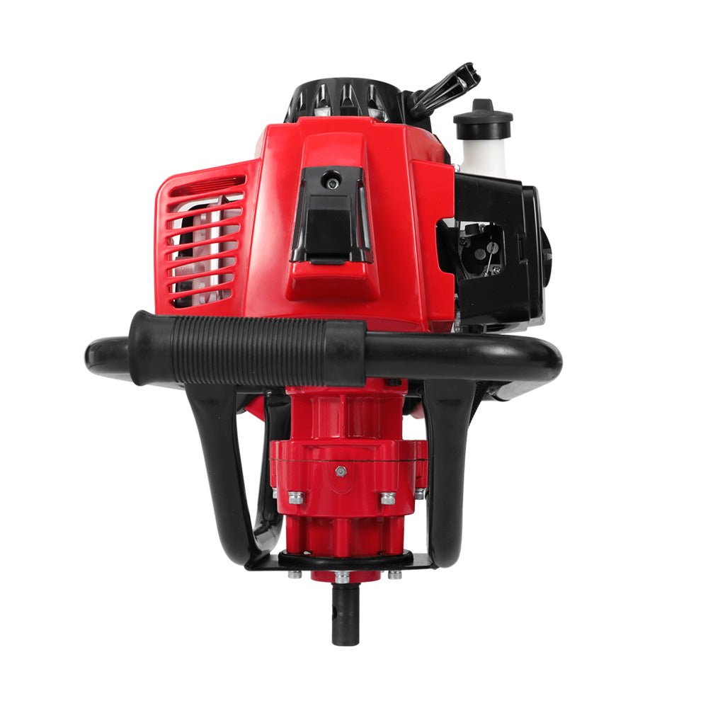 Giantz 80CC Post Hole Digger with motor and handles, showcasing its heavy-duty steel construction and ergonomic design.