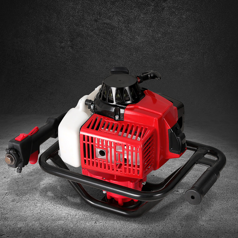 Giantz 80CC Post Hole Digger with motor and handles, showcasing its heavy-duty steel construction and ergonomic design.