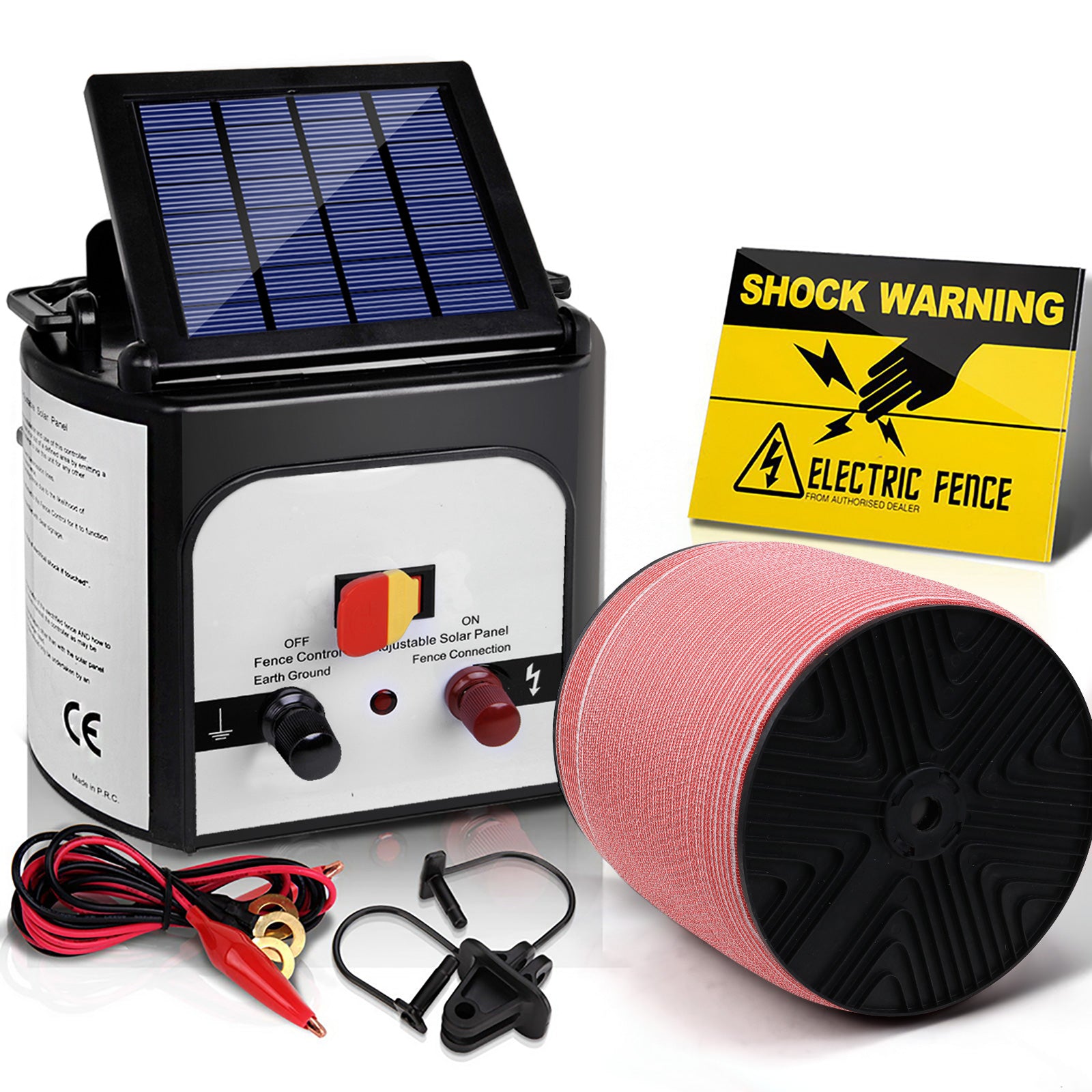 Giantz Electric Fence Energiser with solar panel, designed for livestock safety and effective fencing solutions.