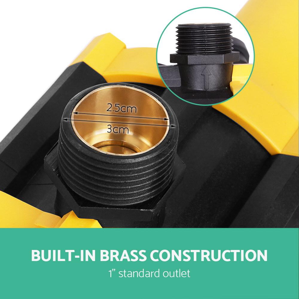 Giantz Garden Water Pump with high-pressure controller, showcasing its stainless steel body and brass fittings, ideal for irrigation.