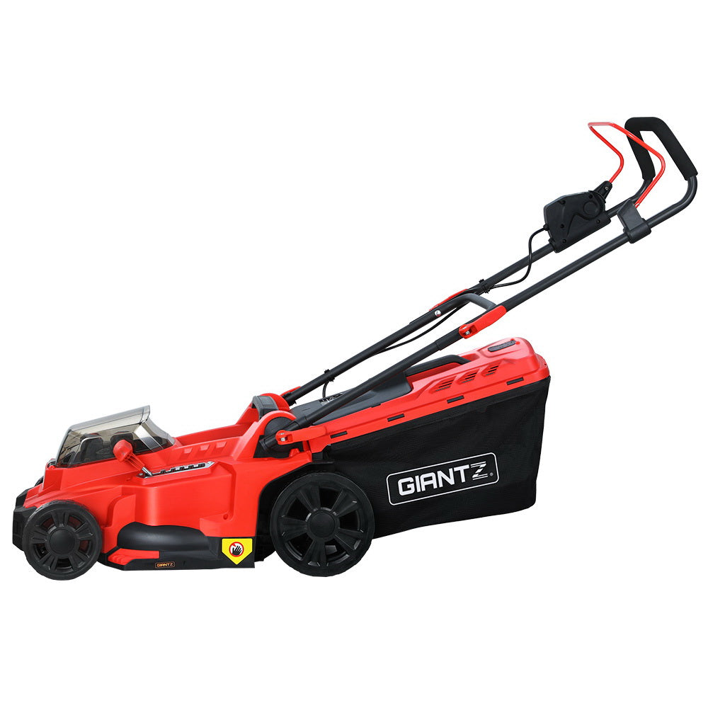 Giantz Cordless Electric Lawnmower with 40V Lithium Battery, showcasing its lightweight design and adjustable cutting height features.