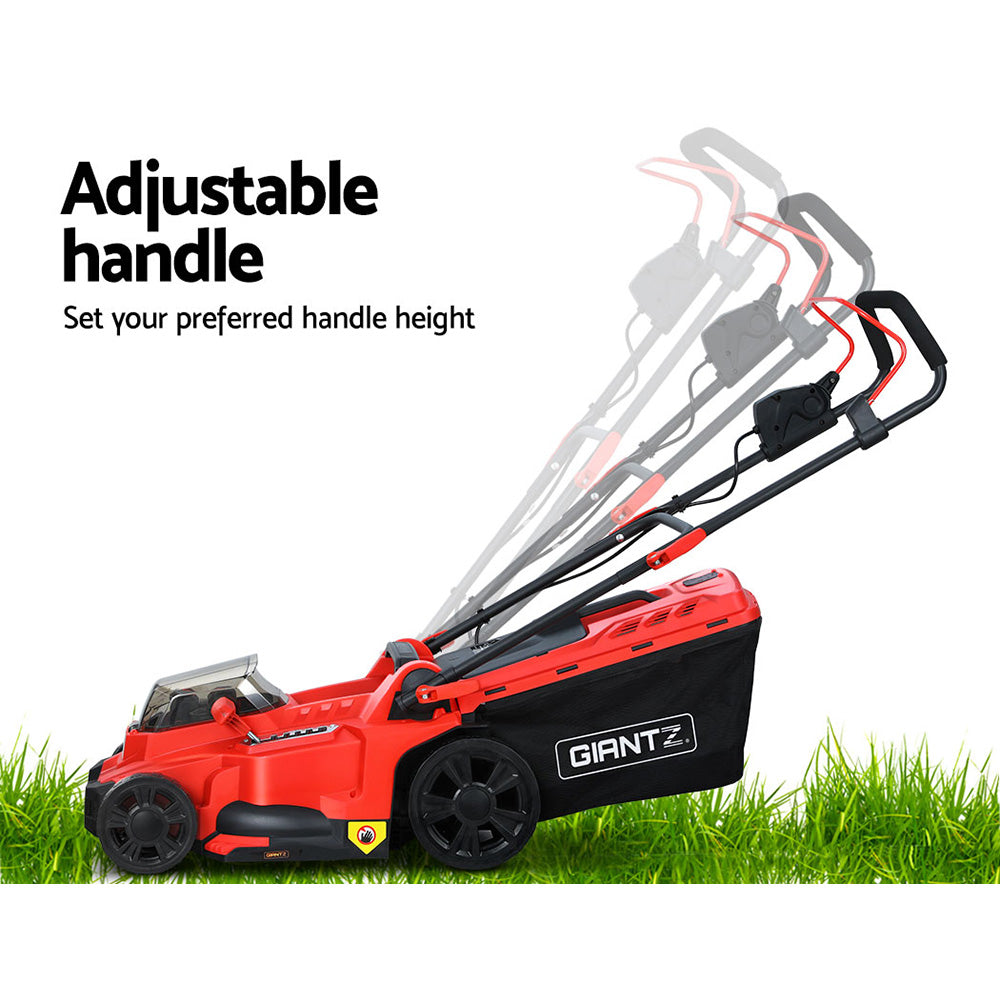 Giantz Cordless Electric Lawnmower with 40V Lithium Battery, showcasing its lightweight design and adjustable cutting height features.