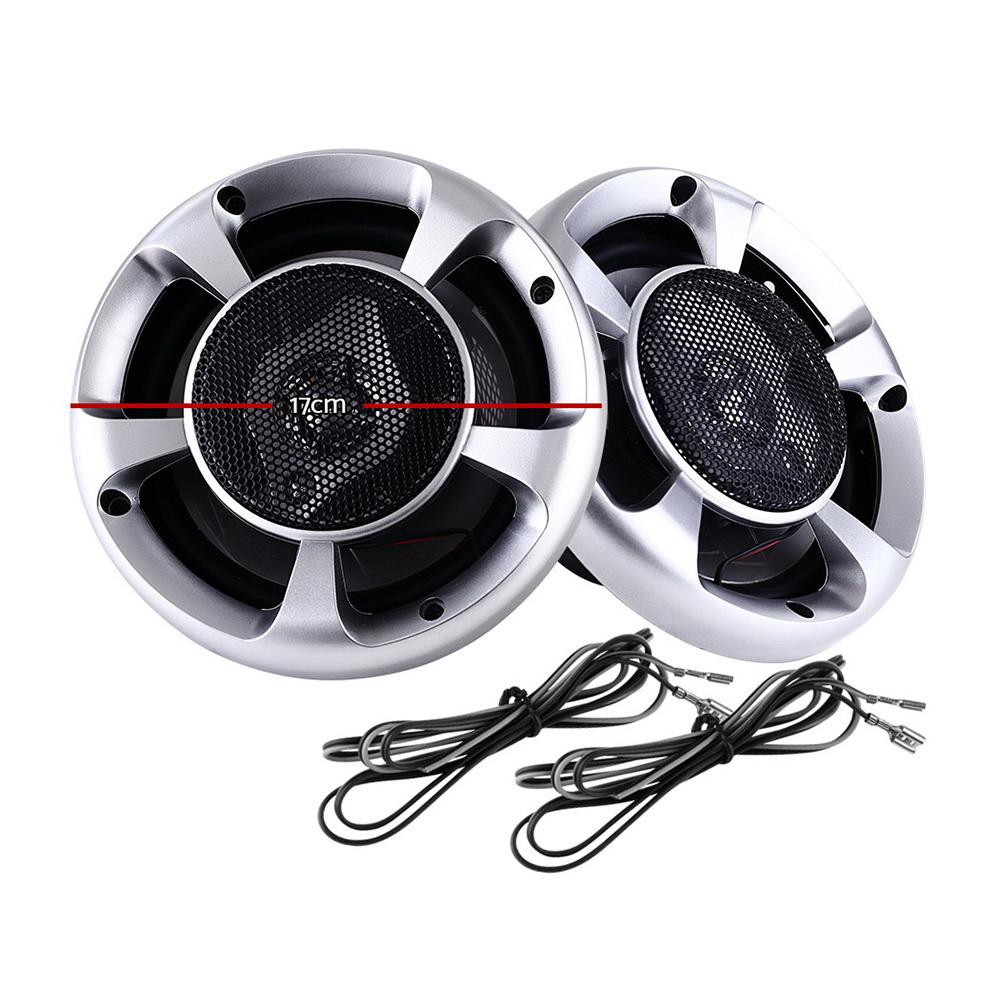 Giantz Set of 2 6.5-inch LED Light Car Speakers with blue LED lights and sleek design.