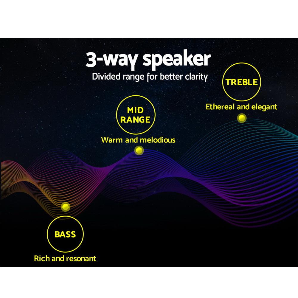 Giantz Set of 2 6.5-inch LED Light Car Speakers with blue LED lights and sleek design.