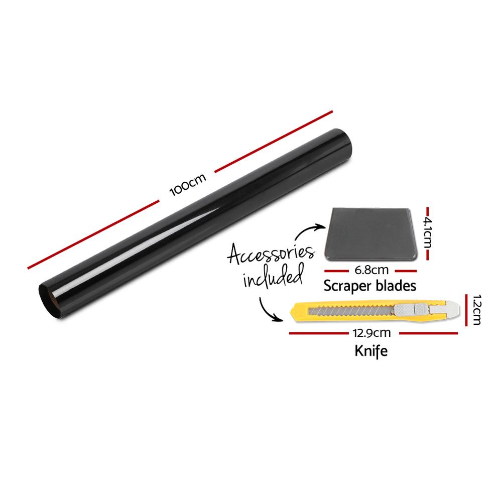 Giantz Window Tint Film Black roll, 152cm x 30m, showcasing its thickness and quality for car and home use.