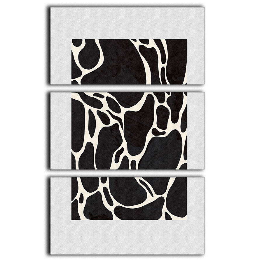 Giraffe Grey 3 Split Panel Canvas Print showcasing three panels with a stylish giraffe design in grey tones.