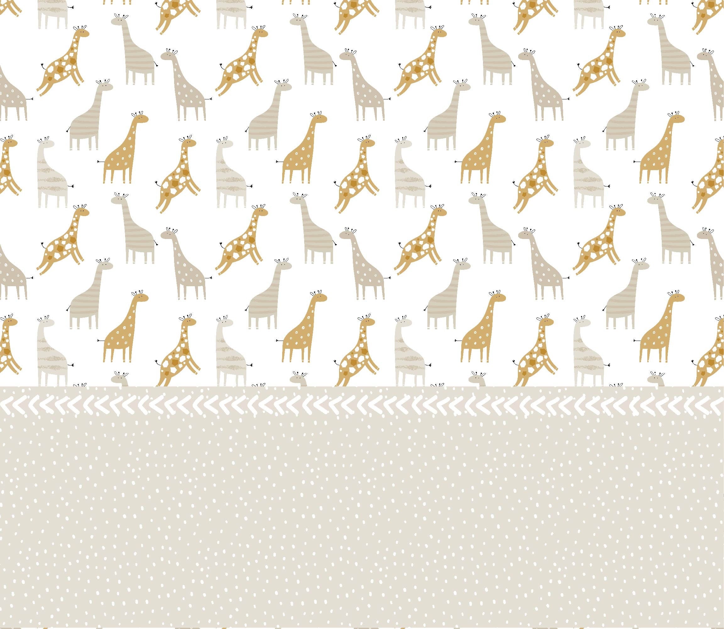 Giraffe Wallpaper featuring pastel colors in ochre and white, ideal for nursery decor.