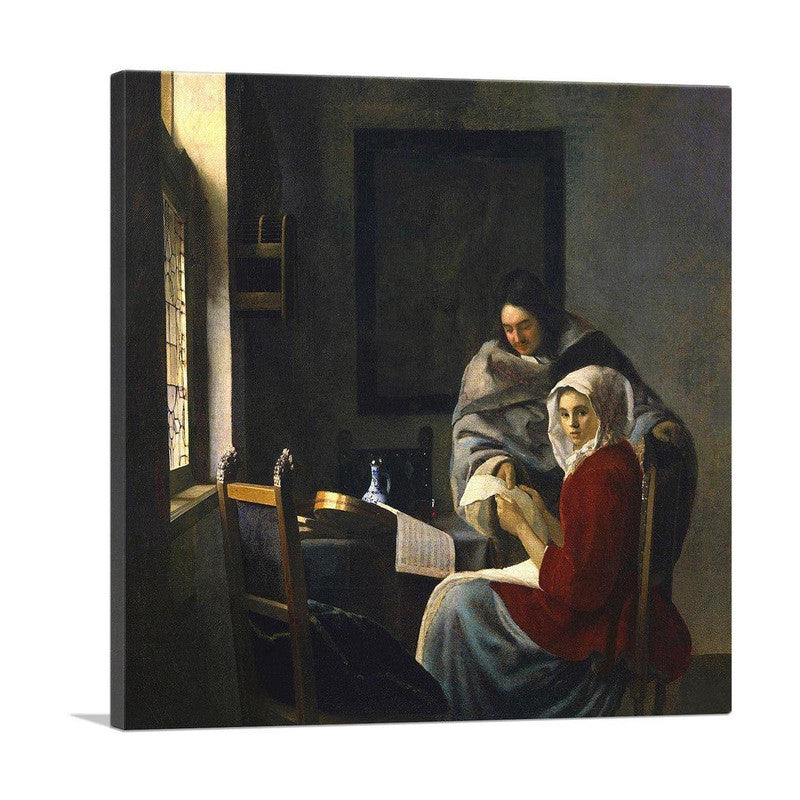 Canvas art titled 'Girl Interrupted In Her Music 1658', featuring vibrant colors and intricate details, perfect for home decor.