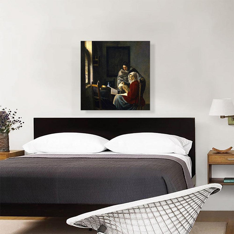 Canvas art titled 'Girl Interrupted In Her Music 1658', featuring vibrant colors and intricate details, perfect for home decor.