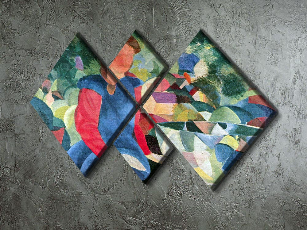 A vibrant 4-square multi panel canvas artwork featuring girls with fish bell, showcasing colorful and expressive designs.