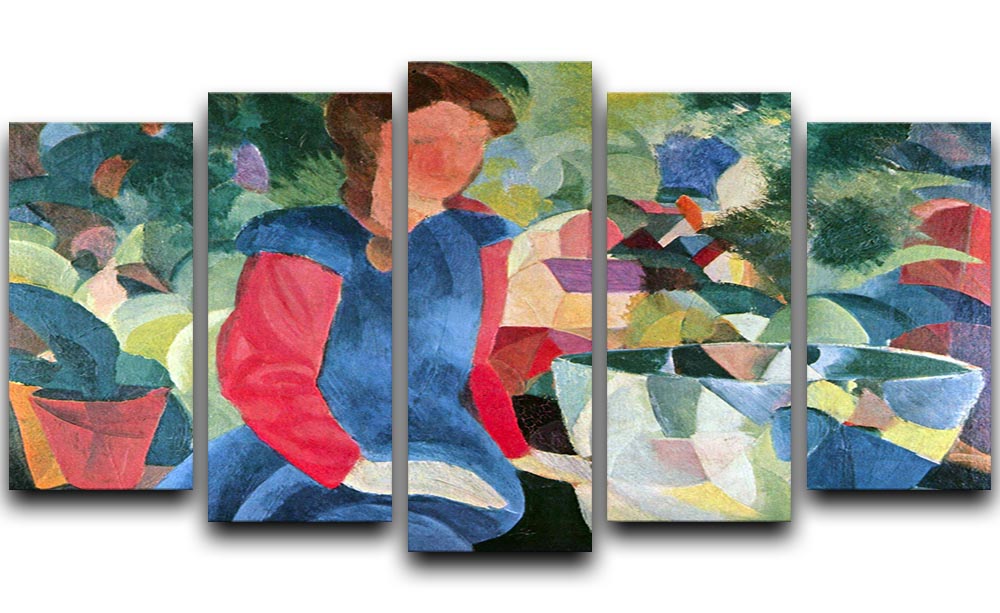 A vibrant 5-split canvas artwork featuring girls with fish bell, showcasing dynamic colors and artistic expression.