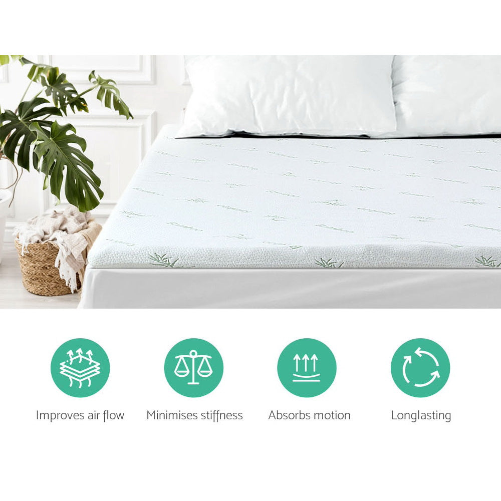 Giselle Bedding 11-zone Memory Foam Mattress Topper in King size, showcasing its 8cm thickness and eco-friendly bamboo cover.