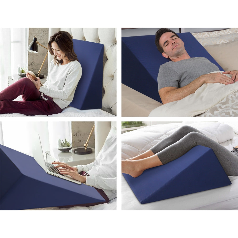 Giselle Bedding 2X Memory Foam Wedge Pillow providing neck and back support with a cool gel layer and waterproof cover.