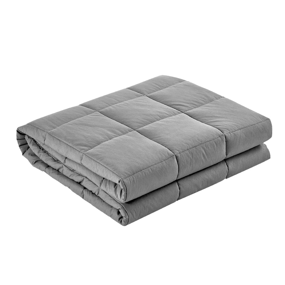 Giselle Bedding 7KG Microfibre Weighted Gravity Blanket in light grey, showcasing its soft texture and durable stitching.