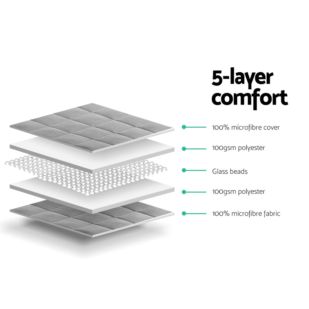 Giselle Bedding 7KG Microfibre Weighted Gravity Blanket in light grey, showcasing its soft texture and durable stitching.