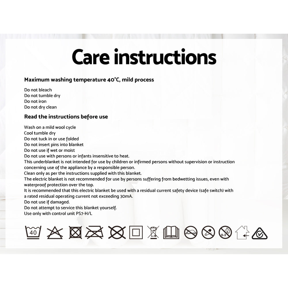 Giselle Bedding Double Size Electric Blanket in white, showcasing its soft polyester fabric and detachable remote controls.