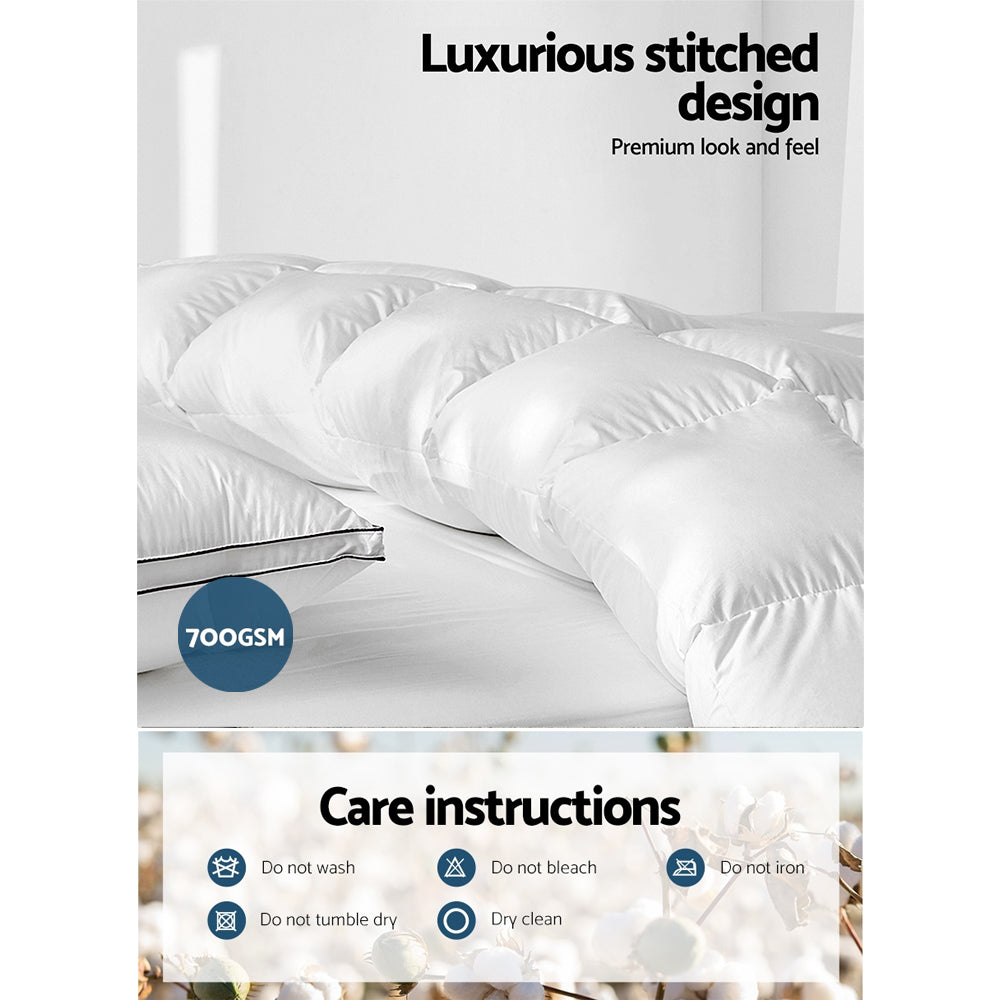 Giselle Bedding Duck Down Feather Quilt in King size, showcasing its luxurious cotton cover and fluffy filling.