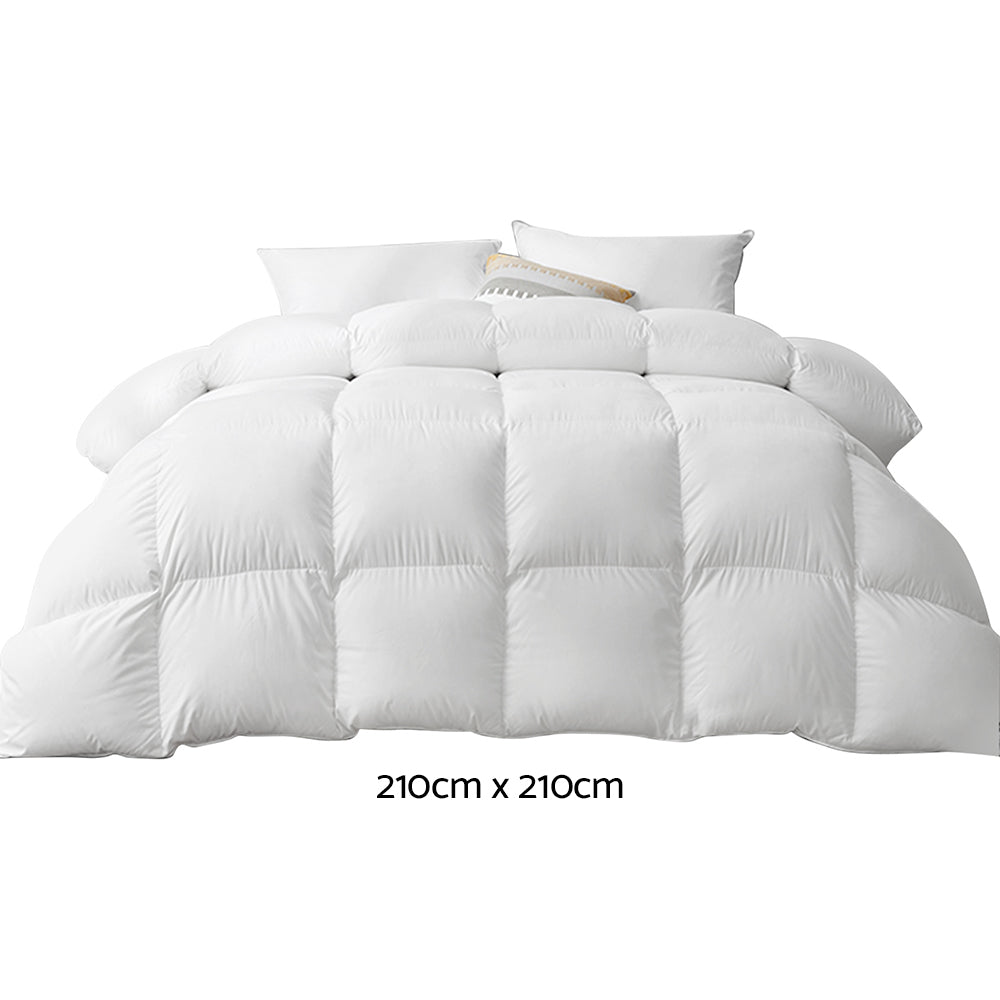 Giselle Bedding Duck Down Feather Quilt in queen size, showcasing its luxurious white cotton cover and plush filling.