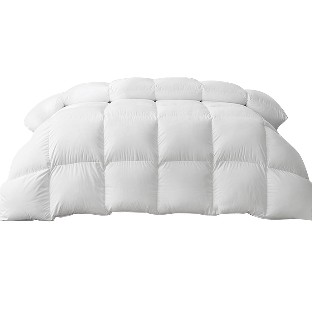 Giselle Bedding Duck Down Feather Quilt in queen size, showcasing its luxurious white cotton cover and plush filling.