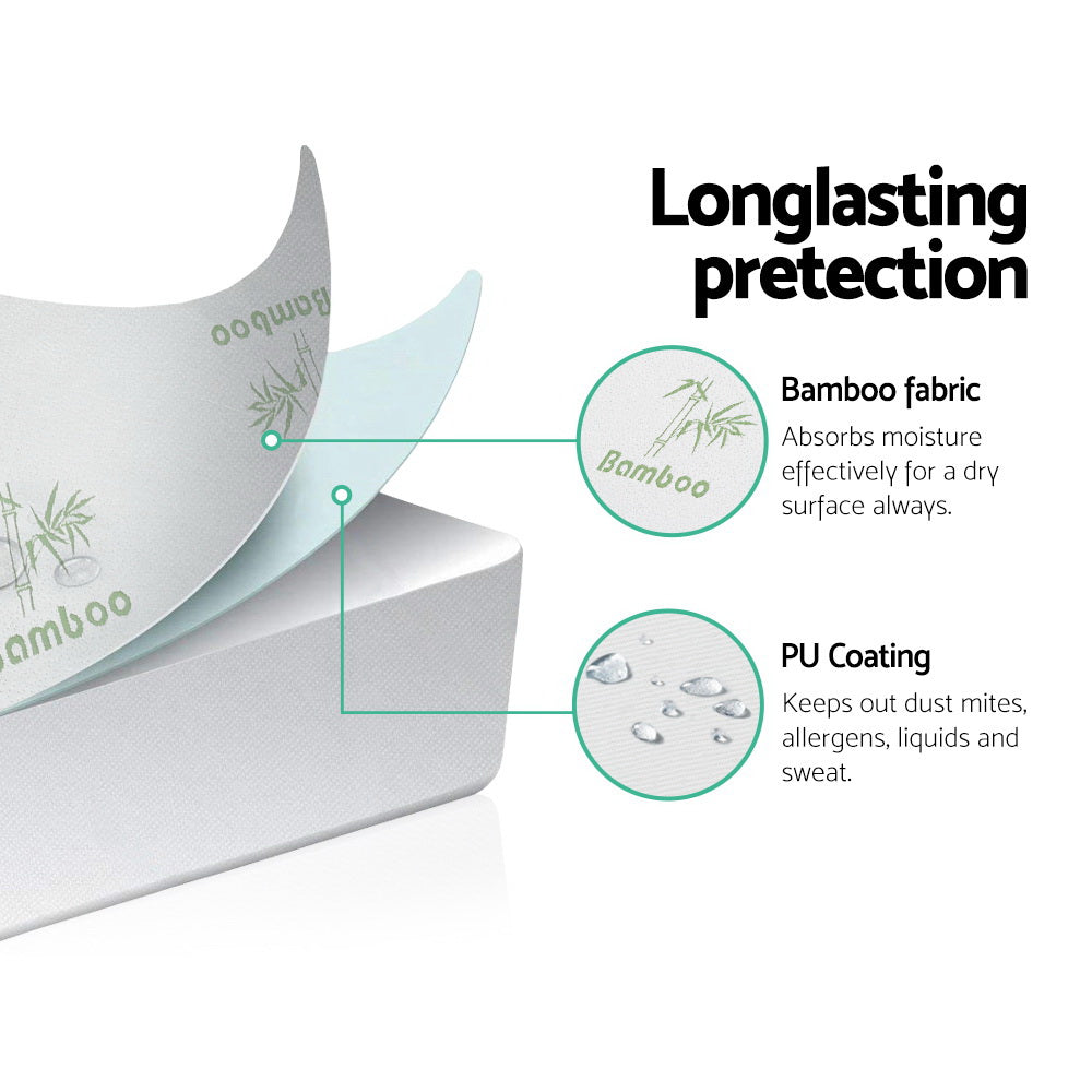 Giselle Bedding Bamboo Mattress Protector King, featuring soft bamboo fabric and water-resistant PU coating, designed for ultimate mattress protection.