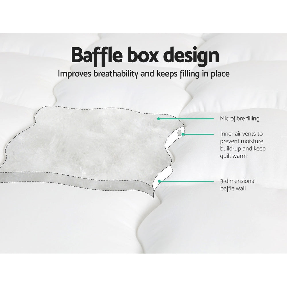 Giselle Bedding Mattress Topper Pillowtop in single size, showcasing its plush microfibre filling and polyester cover.