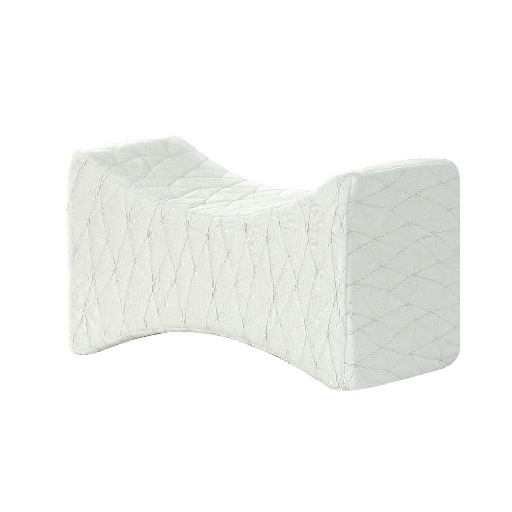Giselle Bedding Memory Foam Pillow designed for knee support, featuring ergonomic contour and soft rayon cover.