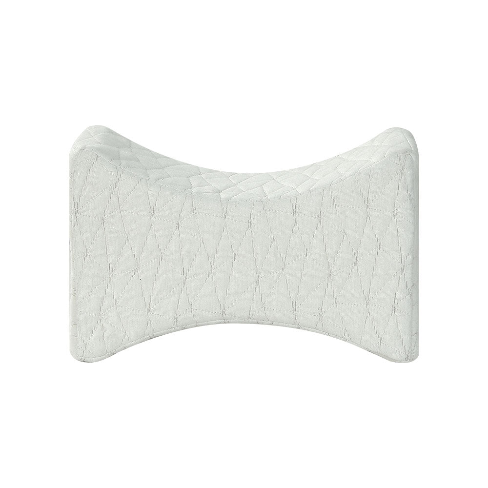 Giselle Bedding Memory Foam Pillow designed for knee support, featuring ergonomic contour and soft rayon cover.