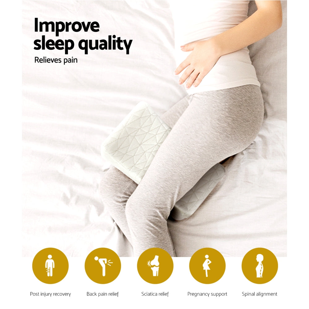 Giselle Bedding Memory Foam Pillow designed for knee support, featuring ergonomic contour and soft rayon cover.